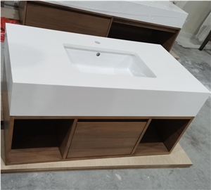 Normal Colour White Quartz Bathroom Vanity Tops