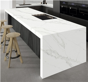 White Artificial Stone Quartz Kitchen Countertop Island Tops