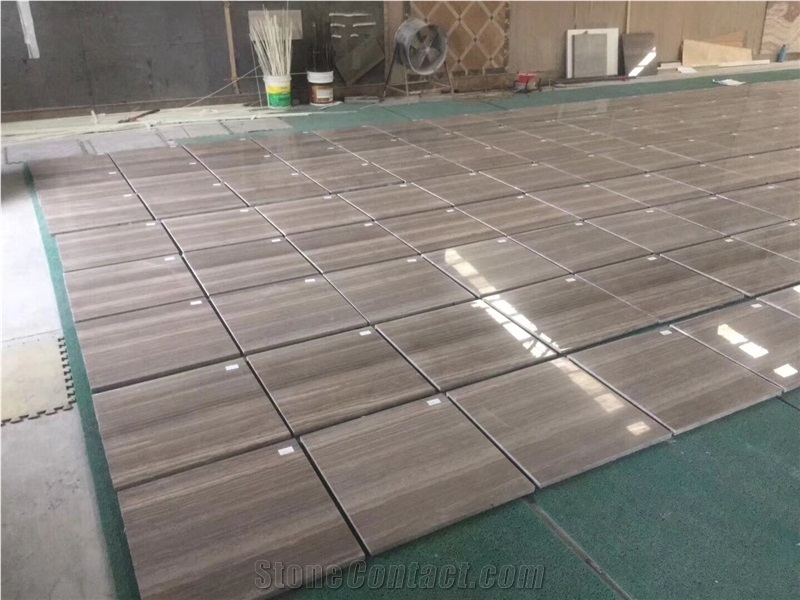 Bookmatch Wooden Like Coffee Wood Marble Tiles For Wall