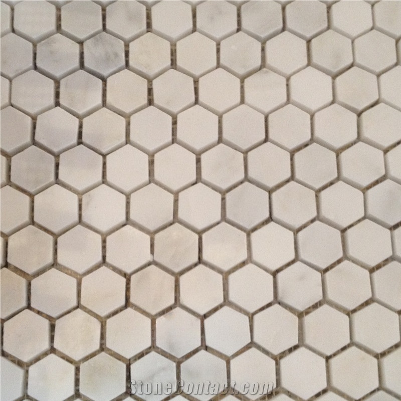 Hexagon Oriental White Marble Mosaic Tiles