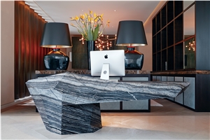 Black Wooden Marble Office Reception Table