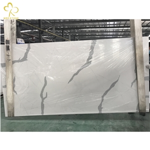 China Quartz Slab Suppliers Polished Stone Surface Calacatta