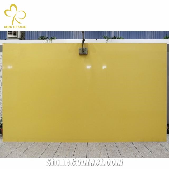 Pure Yellow Cheap Engineered Quartz Slabs