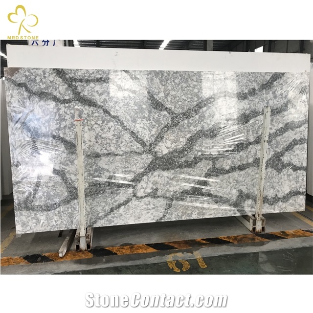 Quartz Stone  Calacatta Artificial White Marble Veins