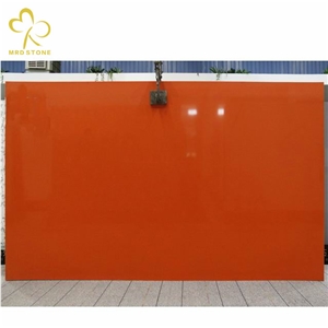 Quartz Stone Slab Pure Orange Artificial Quartz Stone Slab