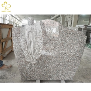 G635 Pink Granite Angel Carved Tombstone Headstone