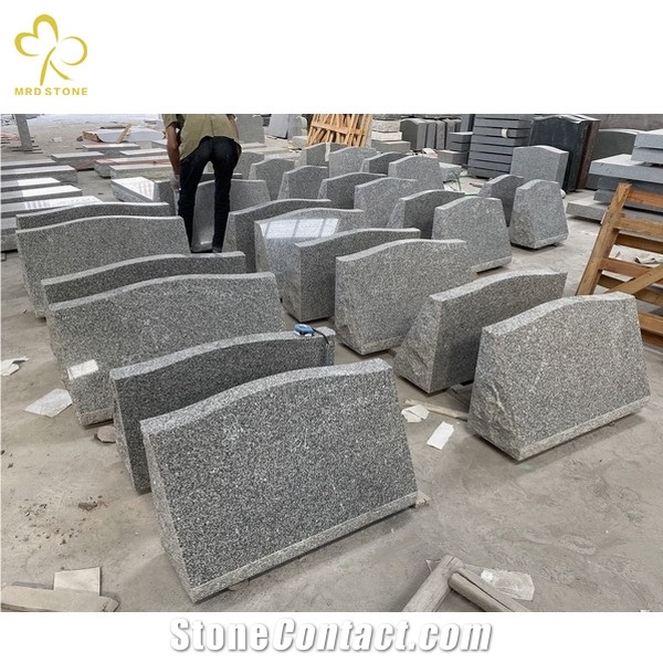 Grey Granite Grave Slant Marker Headstone