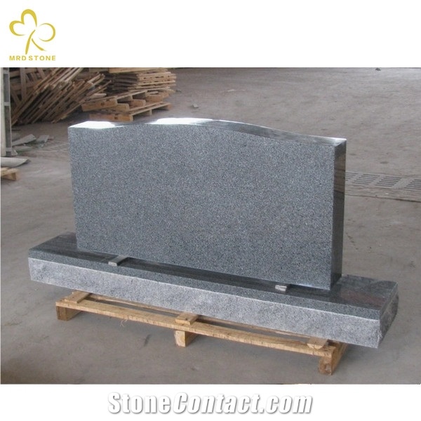 Natural G654 Dark Grey Granite Companion Upright Headstone