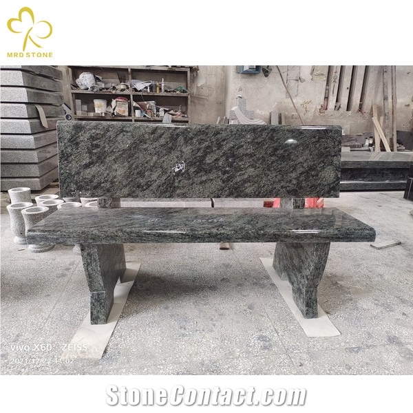 Olive Green, Absolute Black Granite Monument Bench
