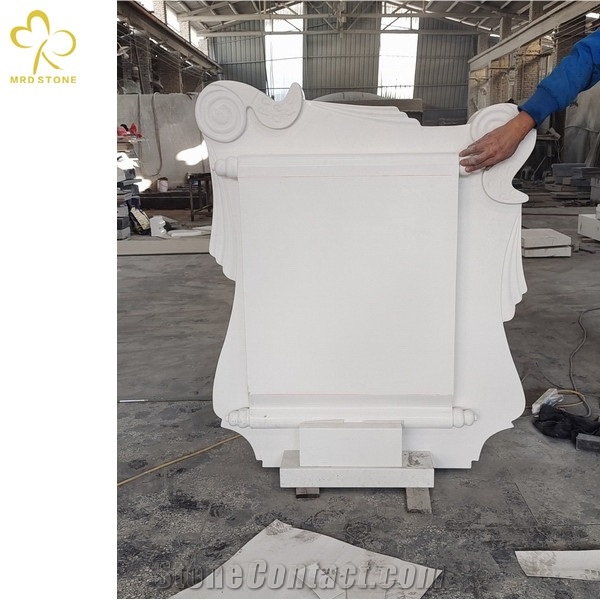 Pure White Artificial Marble Headstone Monument