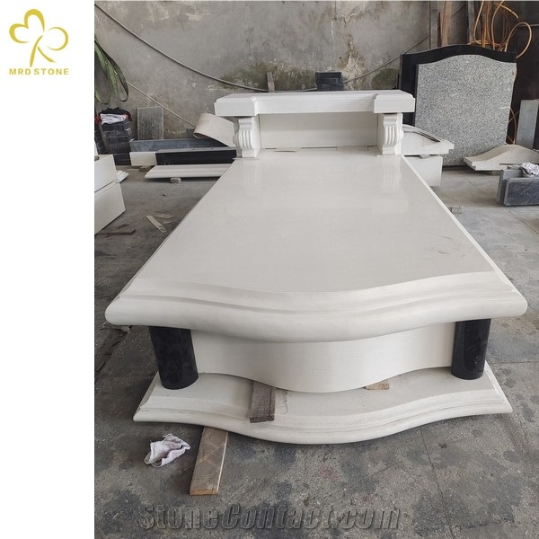 Pure White Artificial Marble Headstone Monument