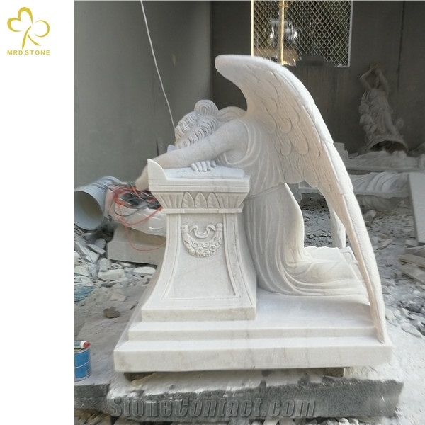 White Marble Carved Angel Monument