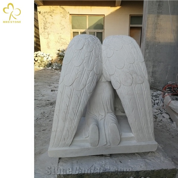 White Marble Carved Angel Monument