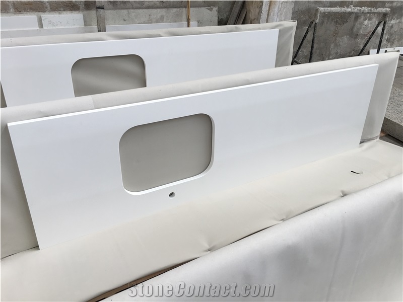 Artificial Stone Countertop Pure White Quartz For Kitchen