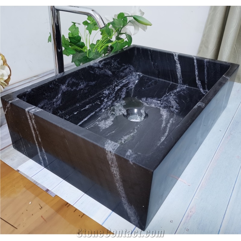 China Black Ballet Granite Rectangle Vessel Sink And Basins