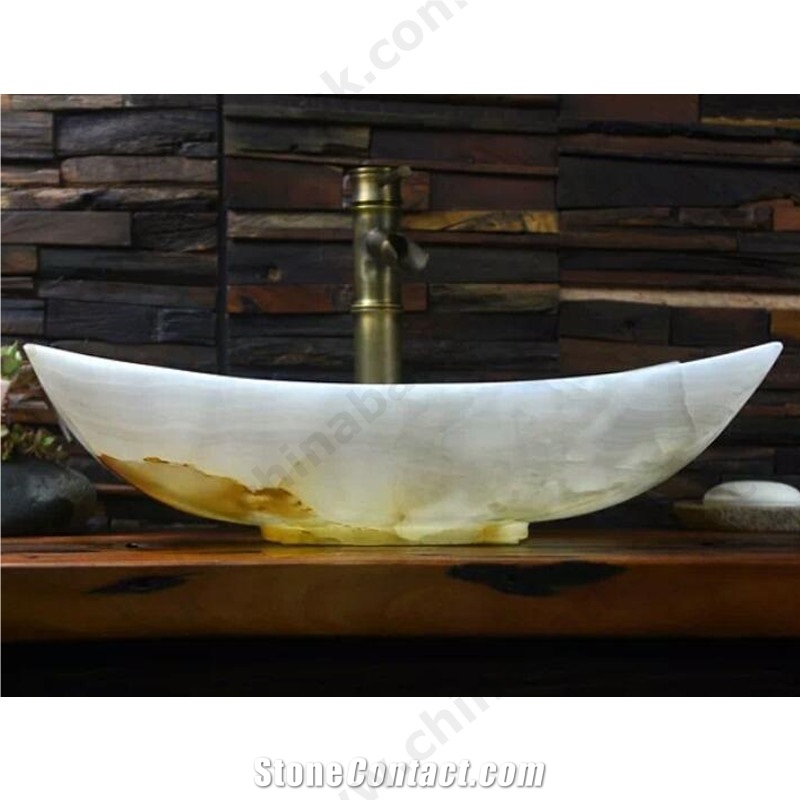 High Popular White Onyx Sink Polished Sink For Bathroom