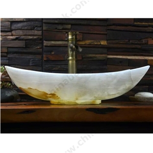 High Popular White Onyx Sink Polished Sink For Bathroom