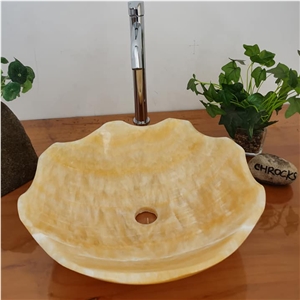 Honey Onyx Art Round Sink, Onyx Morden Vessel Sink