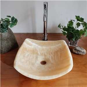 Honey Onyx Vessel Sink, China Honey Onyx Bathroom Sink