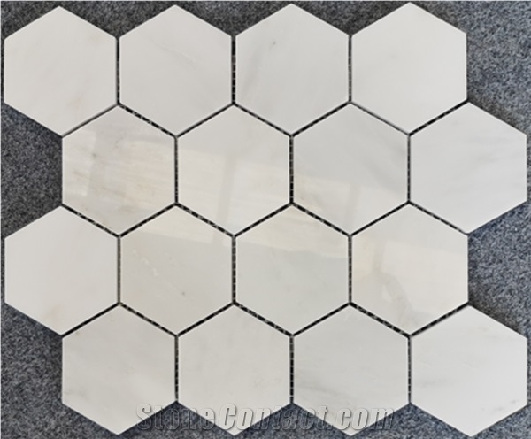 White Mable Carrara Polished Mosaic Kitchen Backsplash Tile