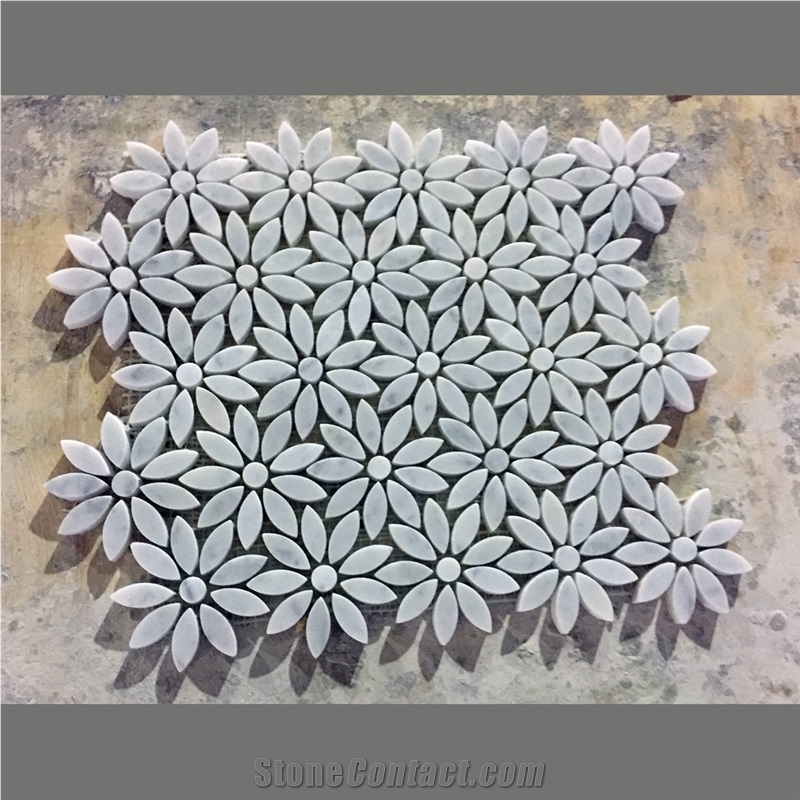 Backsplash Mosaic Carrara Marble Wall Tile Chrysanthemum