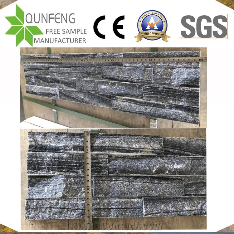 China Natural Black Wooden Marble Split Ledge Stone Panels