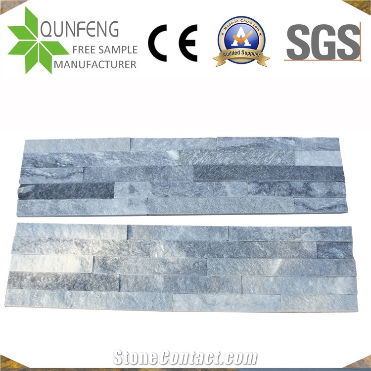 China Natural Grey Stacked Stone Quartzite Wall Cladding