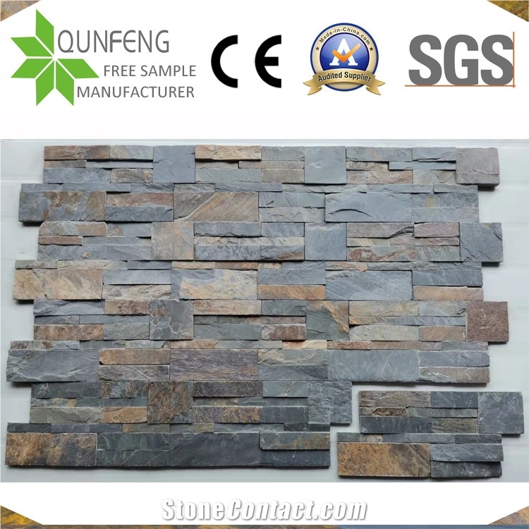 Multicolor Split Face Culture Stone China Slate Wall Tiles