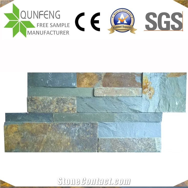 Multicolor Split Face Culture Stone China Slate Wall Tiles