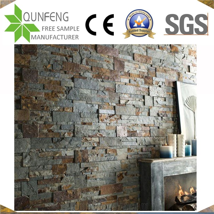 Piedra Natural Multicolor Stacked Stone Slate Wall Panel