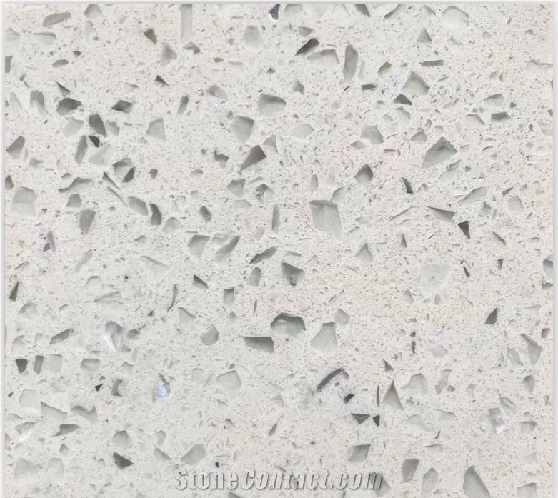 Ocean Foam  Pure White Sparkle Quartz Engineered Stone Slab