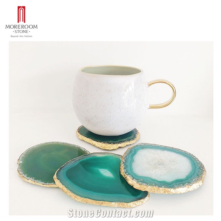 Green/Blue Quartz Agate Coasters 5Mm