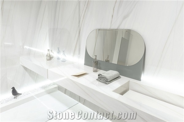 Luxury Italy White Marble Stone Large Format Sintered Stone Slab