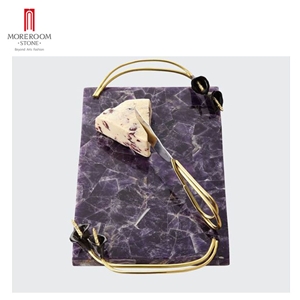 Purple Agate Tray Cheese Board And Knife Set