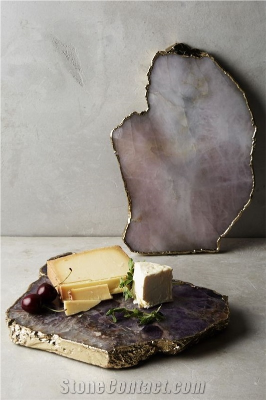 Purple Agate Tray Cheese Board And Knife Set