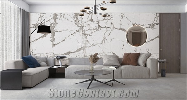 White Marble Stone Veneer Porcelain Panel Wall Tile