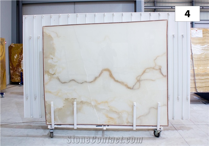White Onyx Slabs, 2 Cm, Bookmatched