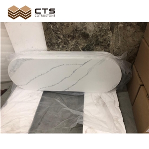 Artificial Modern Style Ovale Quartz Table Top