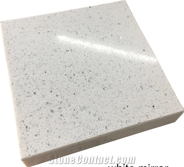 Artificial Product Sparking Pure White Quartz Stone Slabs