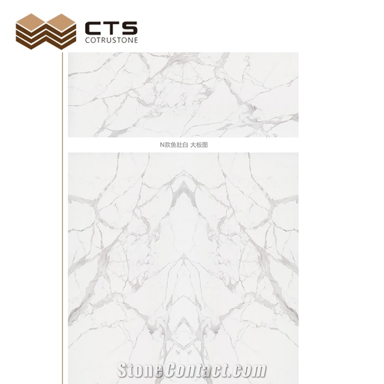 Marble Look Grey Grain Quartz Aritificial Slabs Tiles