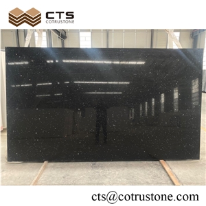Perfect Sparking Black Color Artificial Quartz Slabs