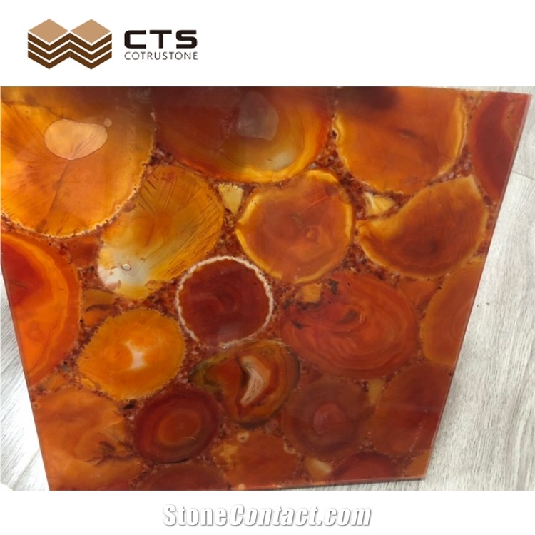 Red Agate Light Through Available Semiprecious Stone Slabs