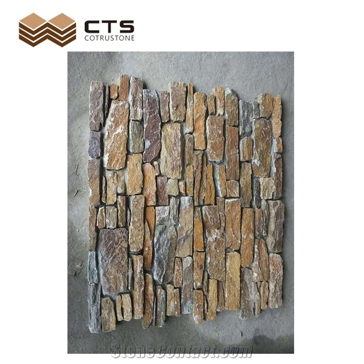 Cheap Wholesale Slate Yellow Rust Wall Decoration Indoor