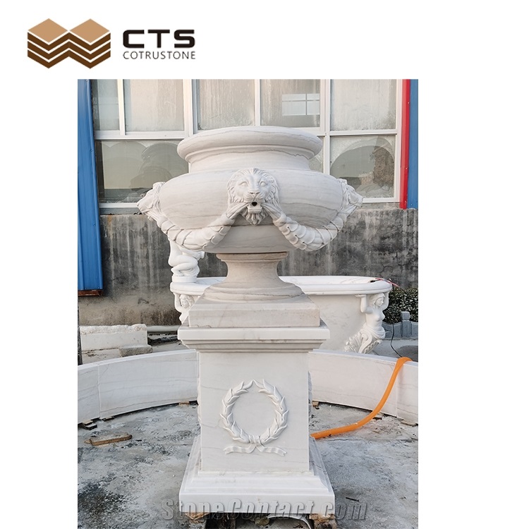 Fancy Outdoor Garden Carved Project White Jade Fountain
