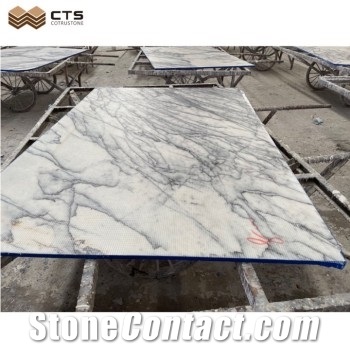 Lilac White Marble Natural Stone Slab Tile House Flooring