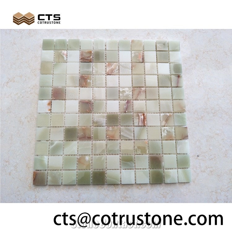 Mosaic Green Onxy Multicolor Wall Design For Living Room