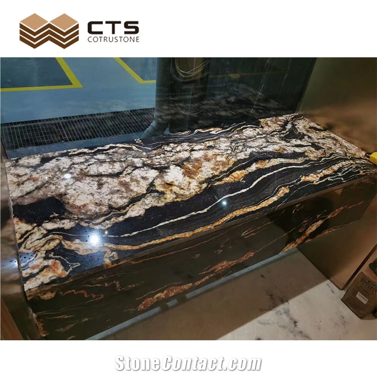Polished Customized Stock High Quality Black Fusion Granite