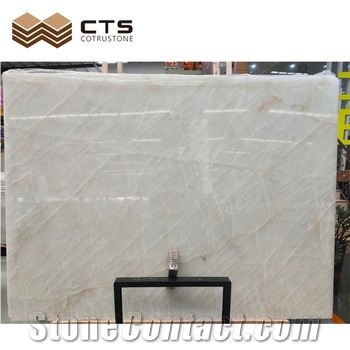 Simple Styles Opal Pure White Marble Slab Tile Customized