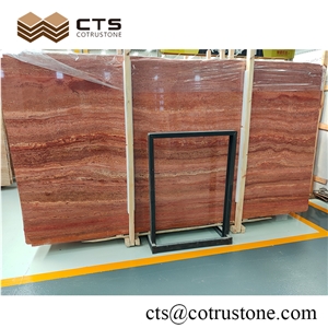 Various Design Projects Allow Rose River Red Travertine Slab