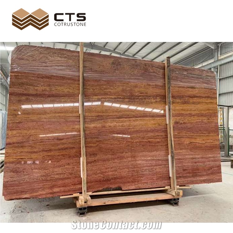 Various Design Projects Allow Rose River Red Travertine Slab